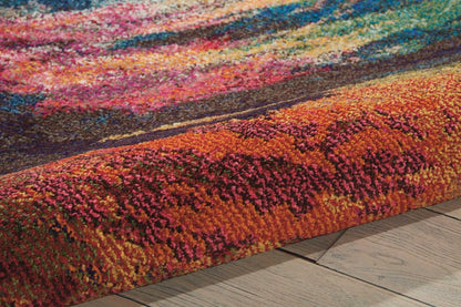 4' X 6' Wave Abstract Power Loom Non Skid Area Rug
