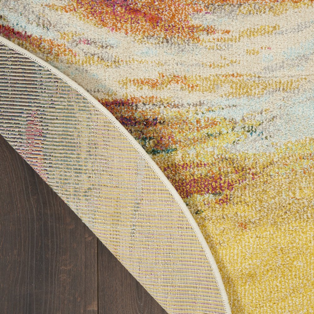 4' X 4' Wave Round Abstract Power Loom Non Skid Area Rug