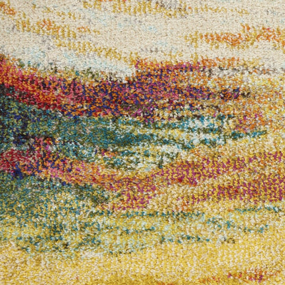 4' X 4' Wave Round Abstract Power Loom Non Skid Area Rug
