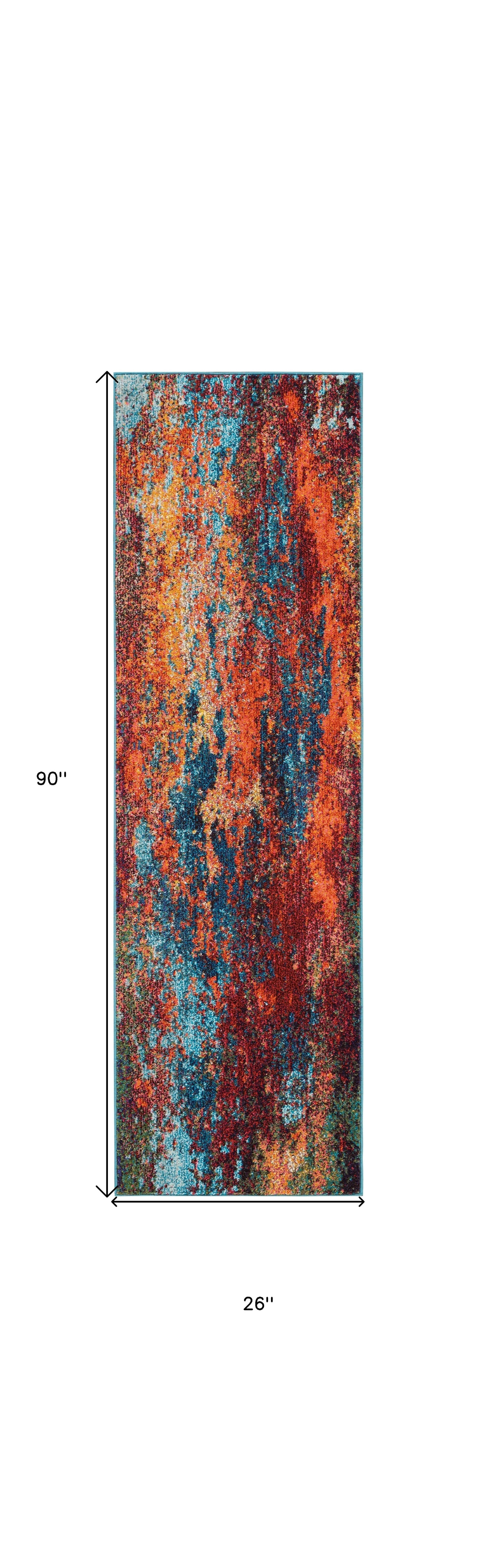 2' X 8' Atlantic Abstract Power Loom Non Skid Runner Rug