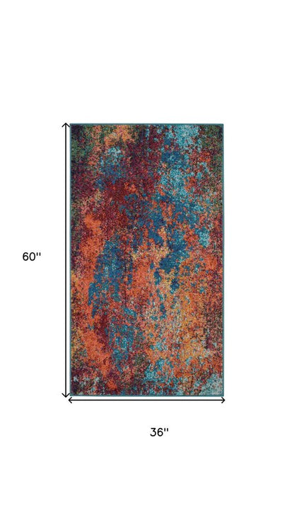 3' X 5' Atlantic Abstract Power Loom Non Skid Area Rug