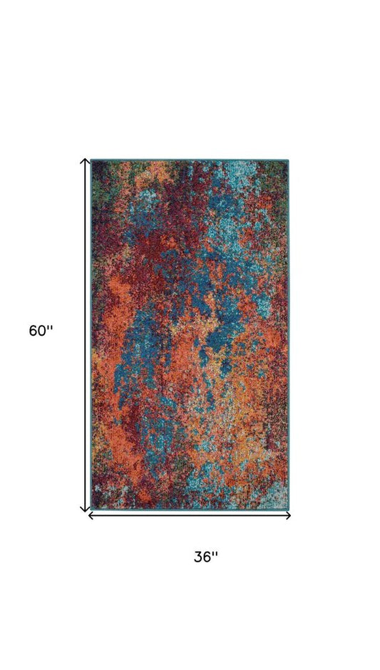 3' X 5' Atlantic Abstract Power Loom Non Skid Area Rug