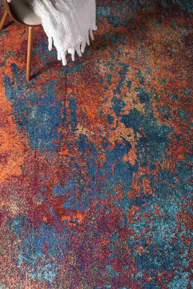 4' X 6' Atlantic Abstract Power Loom Non Skid Area Rug