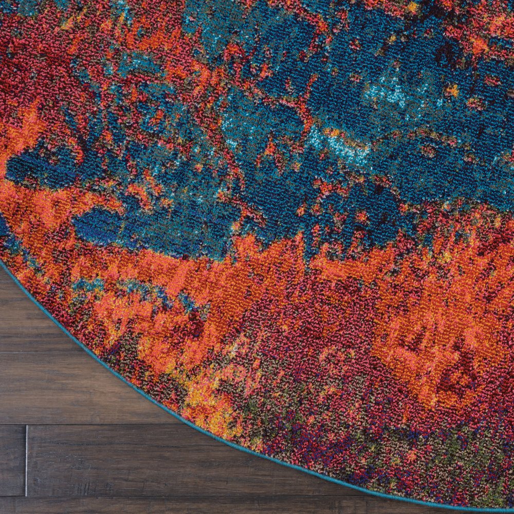 4' X 4' Atlantic Round Abstract Power Loom Non Skid Area Rug