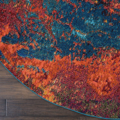 4' X 4' Atlantic Round Abstract Power Loom Non Skid Area Rug