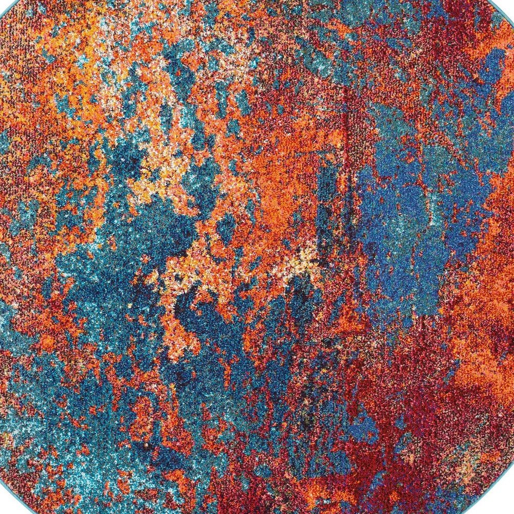 5' X 5' Atlantic Round Abstract Power Loom Non Skid Area Rug