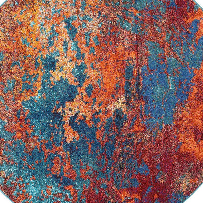 5' X 5' Atlantic Round Abstract Power Loom Non Skid Area Rug