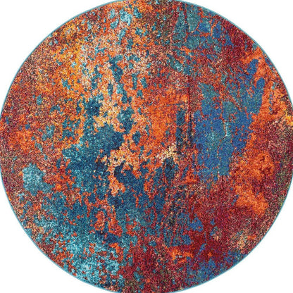 5' X 5' Atlantic Round Abstract Power Loom Non Skid Area Rug