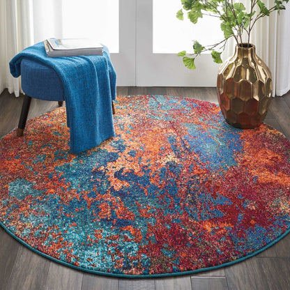 5' X 5' Atlantic Round Abstract Power Loom Non Skid Area Rug
