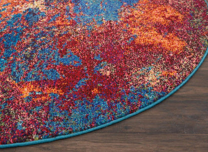 5' X 5' Atlantic Round Abstract Power Loom Non Skid Area Rug