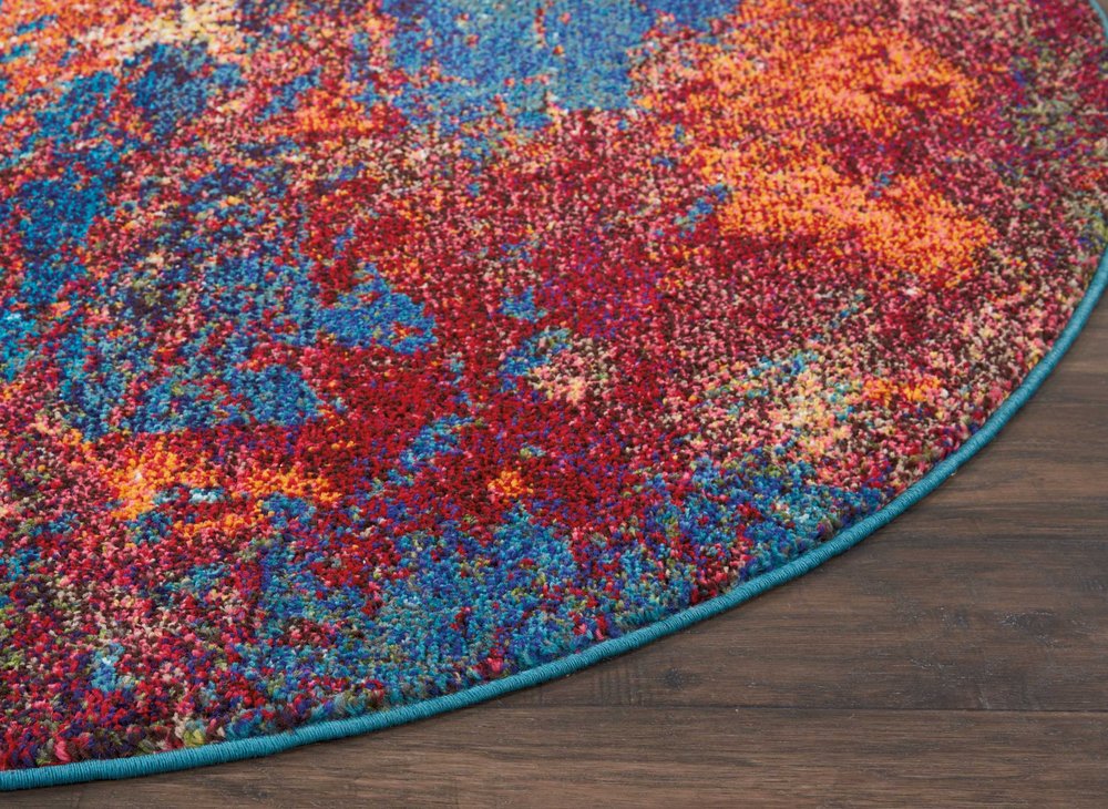 5' X 5' Atlantic Round Abstract Power Loom Non Skid Area Rug