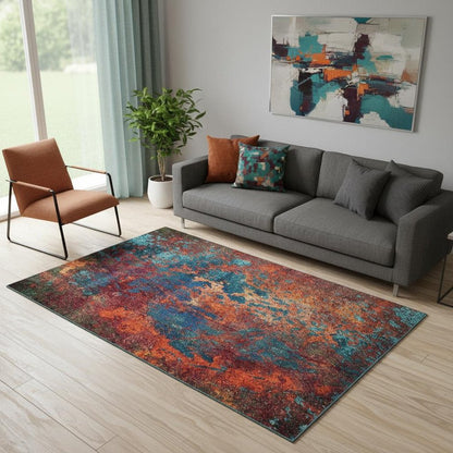 5' X 7' Atlantic Abstract Non Skid Area Rug