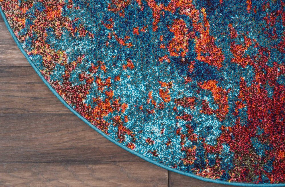 8' X 8' Atlantic Round Abstract Power Loom Non Skid Area Rug