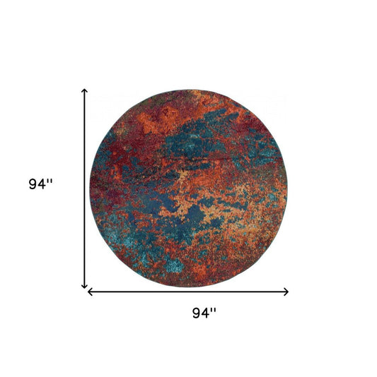 8' X 8' Atlantic Round Abstract Power Loom Non Skid Area Rug