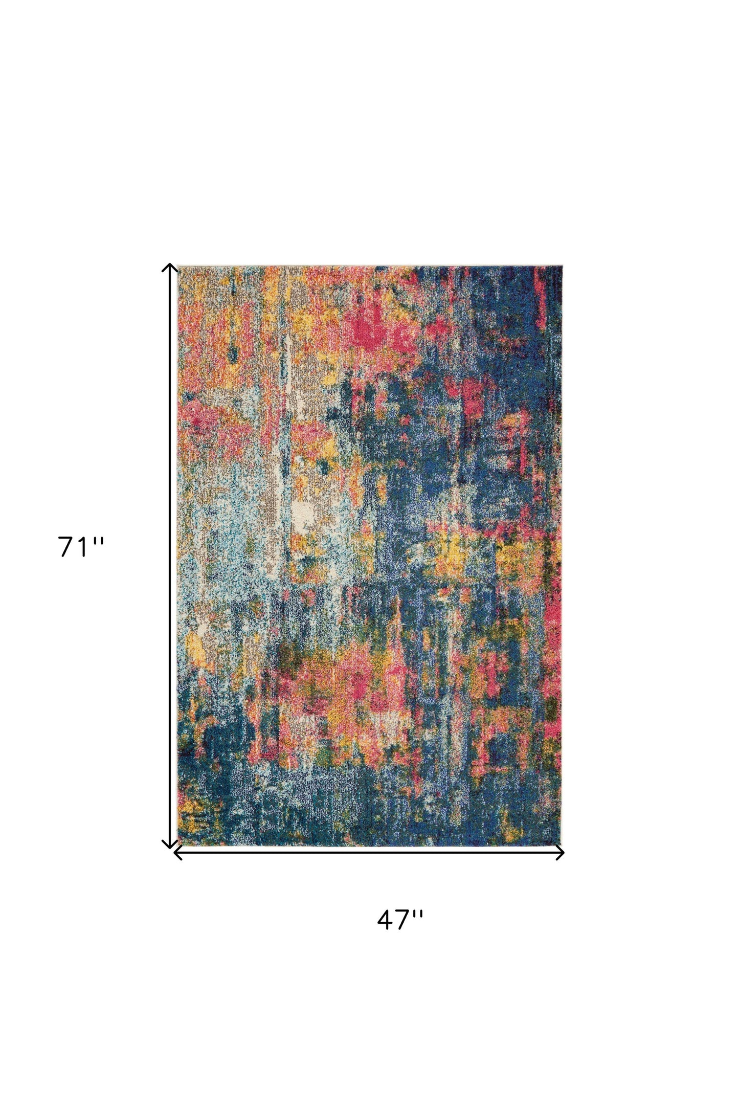 4' X 6' Blue And Yellow Abstract Power Loom Non Skid Area Rug