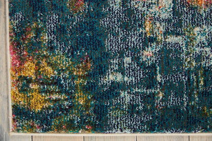 5' X 7' Blue And Yellow Abstract Power Loom Non Skid Area Rug