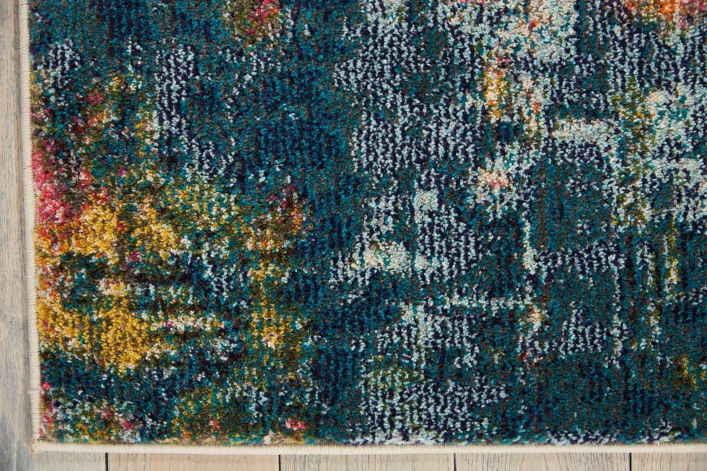 5' X 7' Blue And Yellow Abstract Power Loom Non Skid Area Rug
