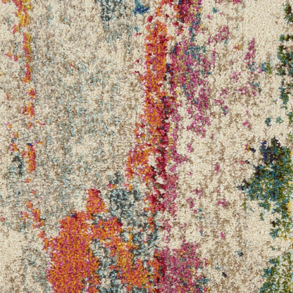 2' X 6' Ivory Abstract Power Loom Non Skid Area Rug