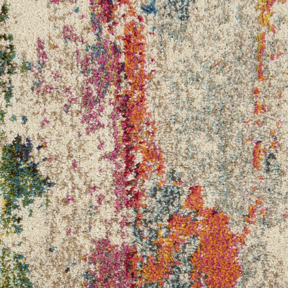 2' X 6' Ivory Abstract Power Loom Non Skid Area Rug