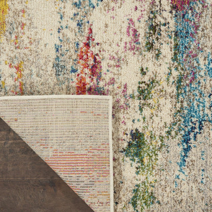 2' X 4' Ivory Abstract Power Loom Non Skid Area Rug