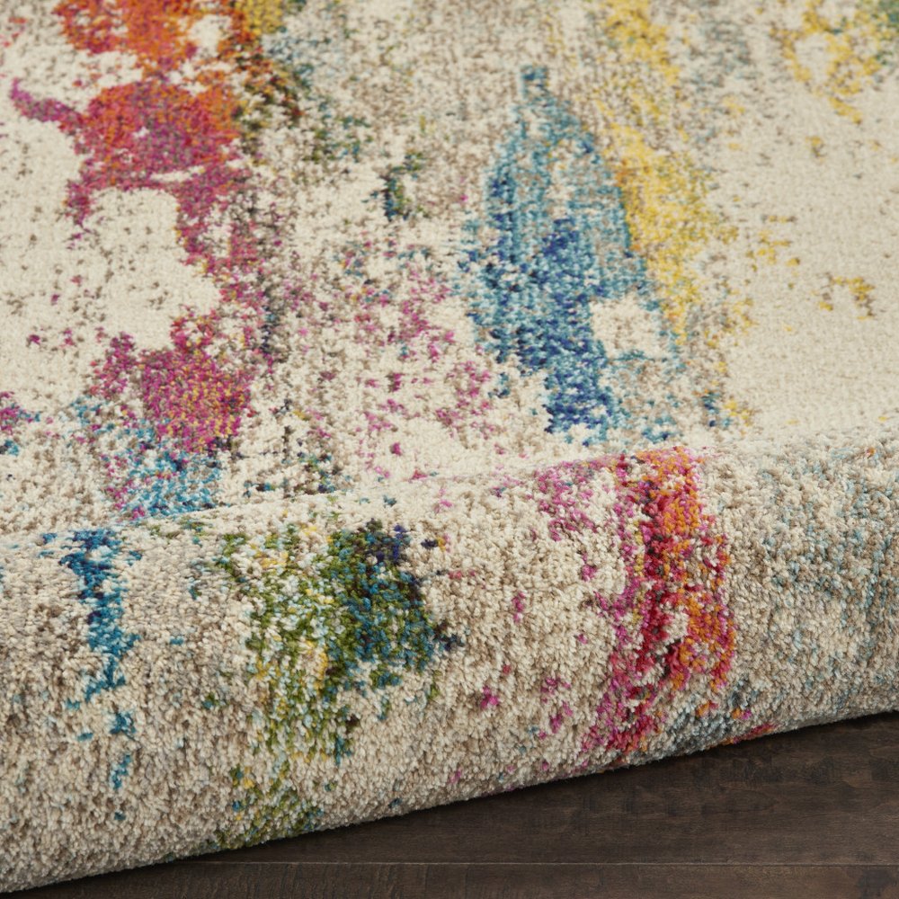 2' X 4' Ivory Abstract Power Loom Non Skid Area Rug