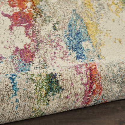 2' X 4' Ivory Abstract Power Loom Non Skid Area Rug