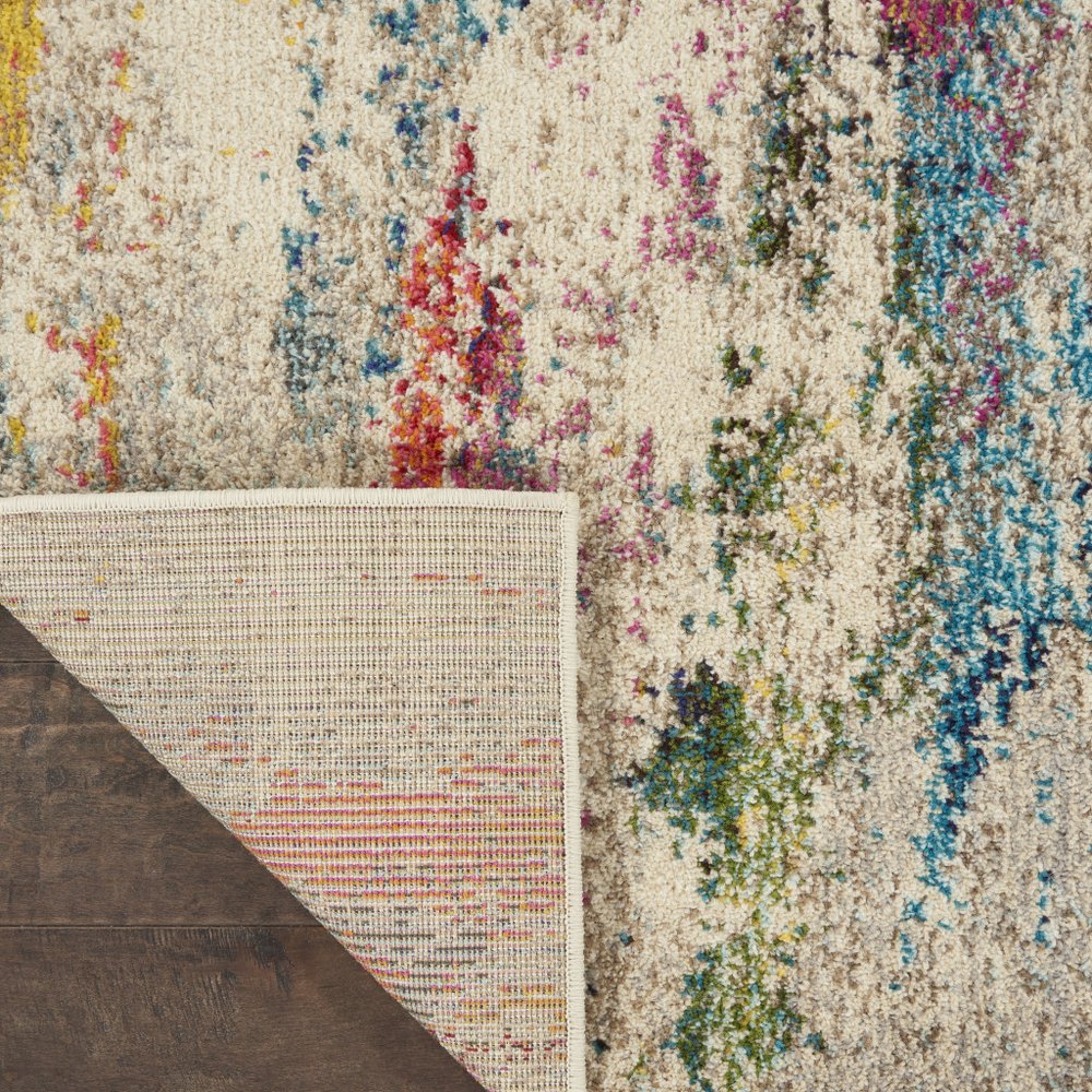 2' X 8' Ivory Abstract Power Loom Non Skid Runner Rug