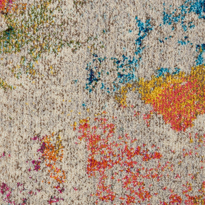 3' X 5' Ivory Abstract Power Loom Non Skid Area Rug