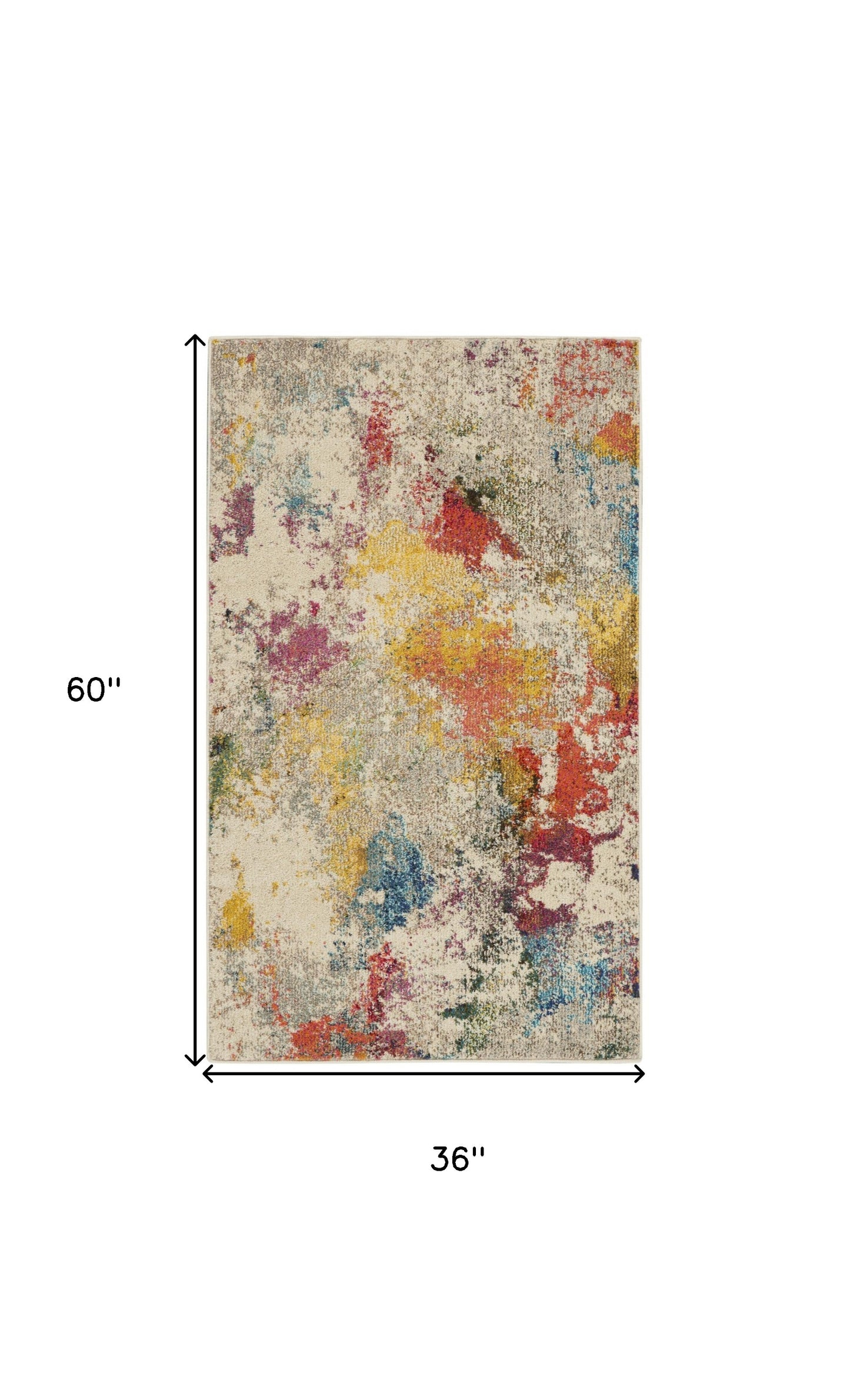 3' X 5' Ivory Abstract Power Loom Non Skid Area Rug