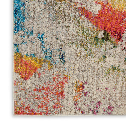 4' X 6' Ivory Abstract Power Loom Non Skid Area Rug