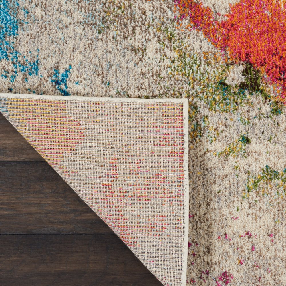 5' X 7' Ivory Abstract Power Loom Non Skid Area Rug