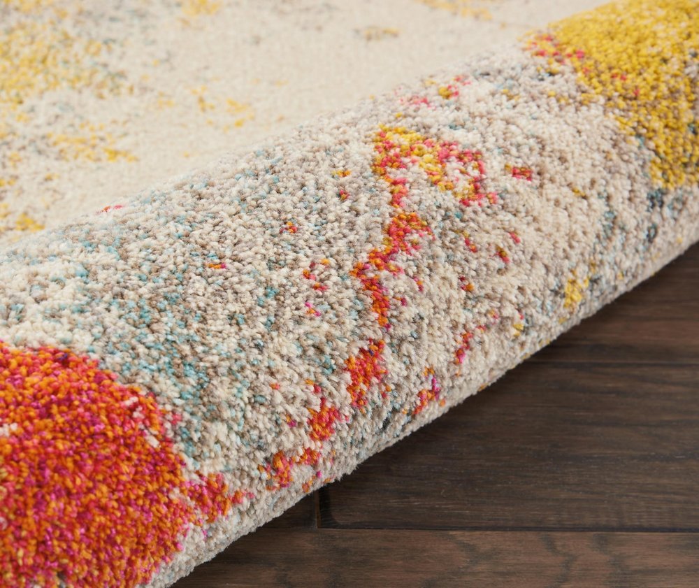 5' X 7' Ivory Abstract Power Loom Non Skid Area Rug
