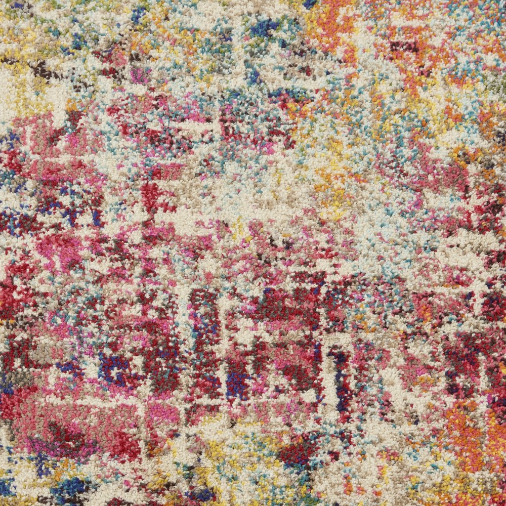 2' X 6' Pink Abstract Power Loom Distressed Non Skid Area Rug