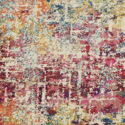 2' X 6' Pink Abstract Power Loom Distressed Non Skid Area Rug