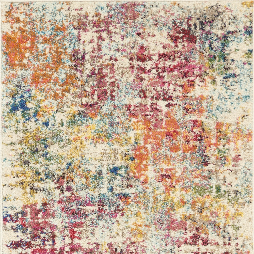 2' X 6' Pink Abstract Power Loom Distressed Non Skid Area Rug