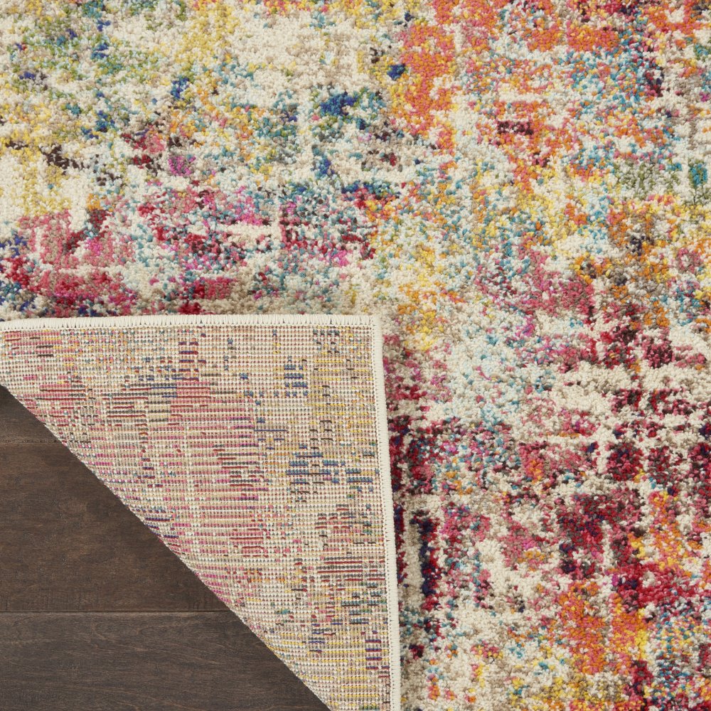 2' X 6' Pink Abstract Power Loom Distressed Non Skid Area Rug