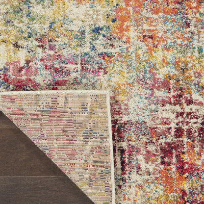 2' X 6' Pink Abstract Power Loom Distressed Non Skid Area Rug