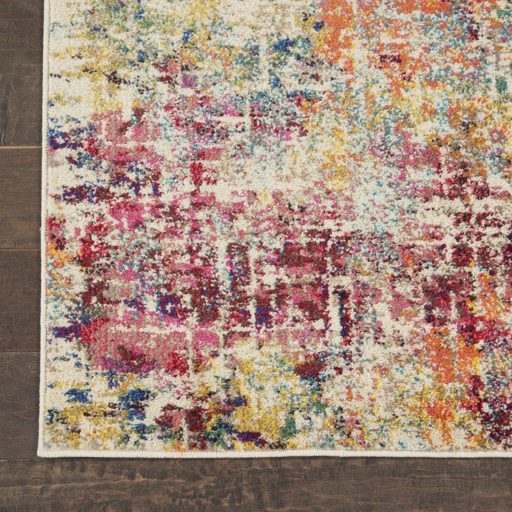 2' X 4' Pink Abstract Power Loom Distressed Non Skid Area Rug