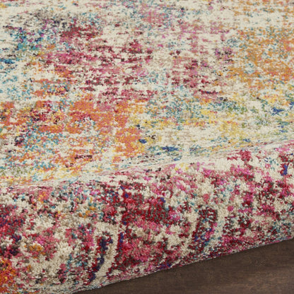 2' X 4' Pink Abstract Power Loom Distressed Non Skid Area Rug