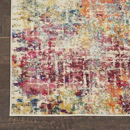 2' X 8' Pink Abstract Power Loom Distressed Non Skid Runner Rug