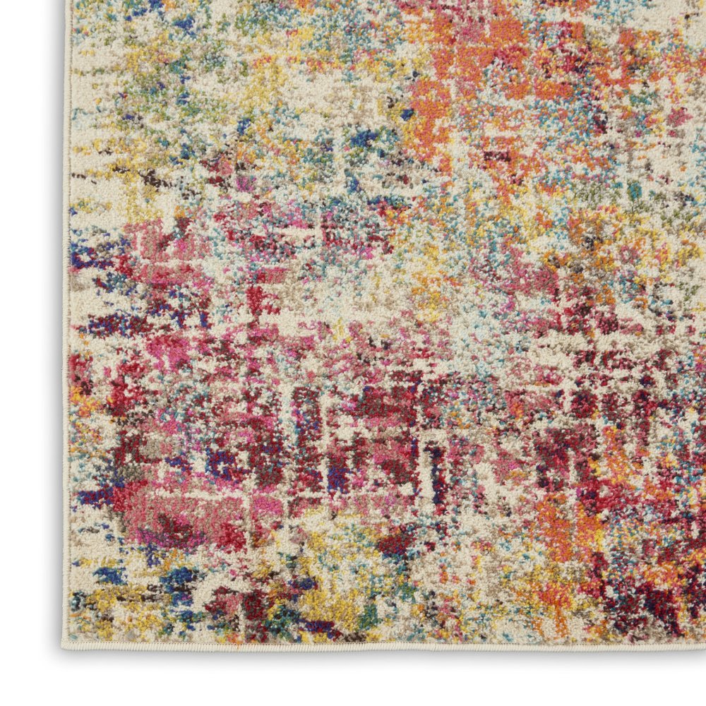 2' X 8' Pink Abstract Power Loom Distressed Non Skid Runner Rug