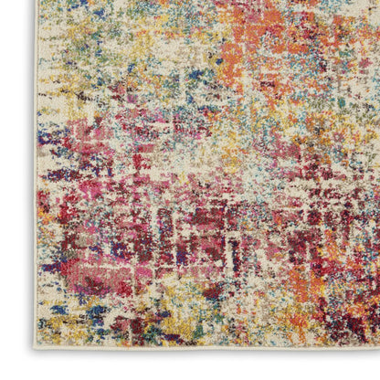 2' X 8' Pink Abstract Power Loom Distressed Non Skid Runner Rug