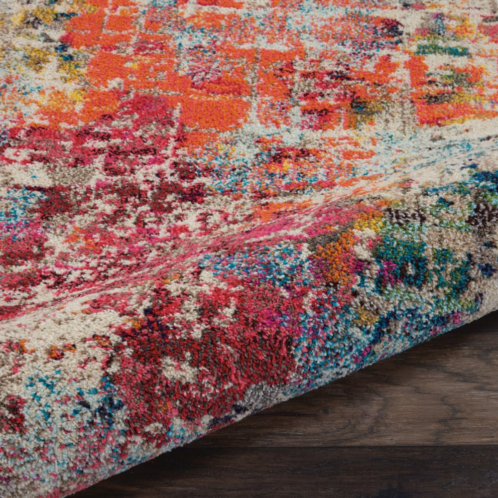 4' X 6' Pink Abstract Power Loom Distressed Non Skid Area Rug