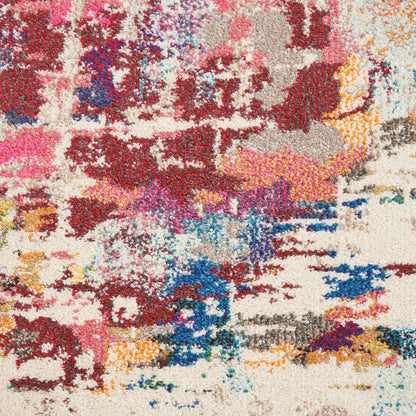 5' X 7' Pink Abstract Power Loom Distressed Non Skid Area Rug