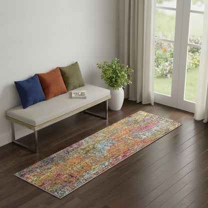 2' X 6' Sunset Abstract Power Loom Non Skid Area Rug