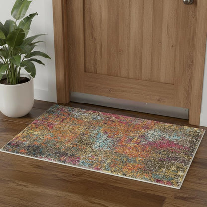 2' X 4' Sunset Abstract Power Loom Non Skid Area Rug