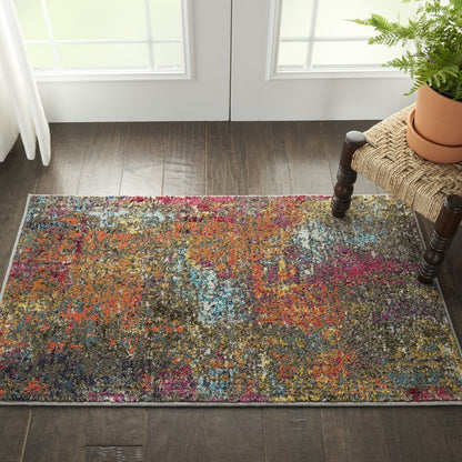 2' X 4' Sunset Abstract Power Loom Non Skid Area Rug