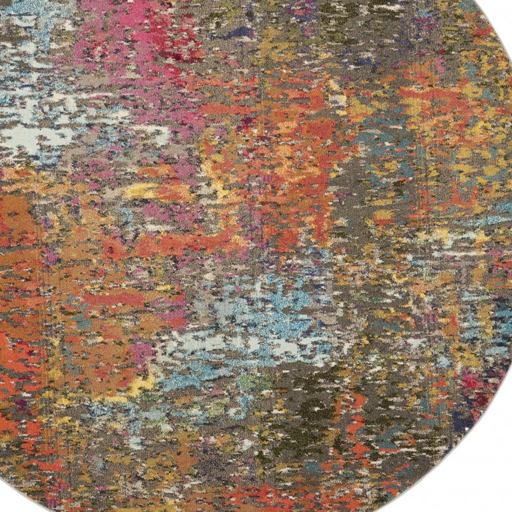 4' X 4' Sunset Abstract Power Loom Non Skid Area Rug