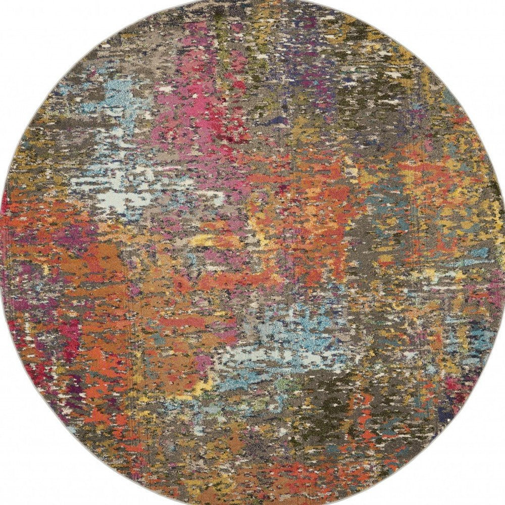 4' Sunset Abstract Round Rug