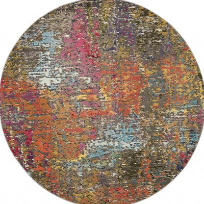 4' Sunset Abstract Round Rug
